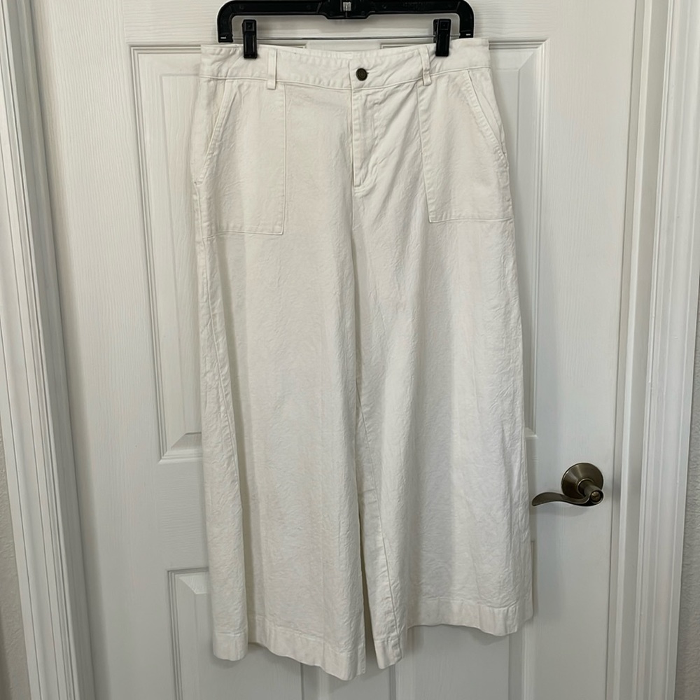 Peppers place design women’s white cropped denim flare pants